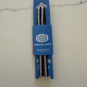 Hey Dude Black and Silver Stretch Shoe Laces
